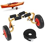 Depisuta Kajakwagen, Kanu-Dolly mit 10-Zoll-Vollreifen, Verstellbarer Faltbarer Aluminiumrahmen, Faltbarer Kajak-Dolly-Träger, Aluminium-Kajakräder Zum Kajakfahren auf Kleinen Booten