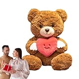 Ziennhu Teddybär aus Plüsch, 9,84 Zoll / 24 cm, Plüschtier zum Valentinstag, niedlich, flauschig, herzförmig, dekoratives Kissen für Weihnachten, Geburtstag, Heimdekoration