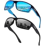 Ollrynns Sport Sonnenbrille Herren 2 Stück Polarisierte Sportbrille für Herren Damen zum Angeln Fahrrad Golfen Laufen UV400 Schutz