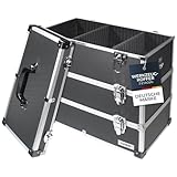 HMF 14661-02 Alu Werkzeugkoffer leer, 3 Etagen, 44 x 45 x 24 cm, schwarz