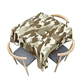 Fasbuy Tischdecke Quadratisch Abwaschbar, Tischdecke Lotuseffekt Schmutzabweisend Tisch Decken Tarnung Stil Tischtuch Tischwäsche Mitteldecke für Küche, 4 Klammer (Tarnung Stil,60x60cm)