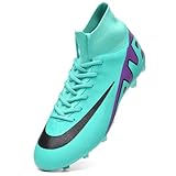 Unitysow Fußballschuhe Herren Outdoor High Top Spike Cleats Fußball Stiefel Professionelle Athletics Trainingsschuhe,T23156 Cyan,EU38