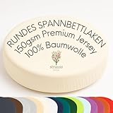 Strauss Home® Rundes Spannbetttuch Premium Jersey 100% Baumwolle für runde Boxspringbetten und Wasserbetten - runde Matratzen - Steghöhe bis 40cm (Creme/Natur)