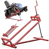 VOUNOT® Rasenmäherheber, Rasenmäher Jack, Teleskop Garten Rasenmäher Lifter, Hebevorrichtung 400KG für Mäher-Traktor, Teleskopversion für 30% Speichereinsparung, Rot