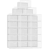 Pinkpum 18 Stück Schuhboxen Stapelbar Transparent, Faltbar Hartplastik Schuhkarton mit Deckel, Wünschenswert Schuh-Organizer Schuhaufbewahrung für Stöckelschuhe, Stiefeletten, bis Größe 44 Weiß