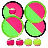 Klettballspiel, Wurfspiel Kinder Outdoor, 8 Stück Outdoor Spiele für Kinder Klettball mit 4 Fangscheiben 4 Bälle, für Wurf Spiel und Fangspiel für Party, Garten, Innen, Außen Klettball