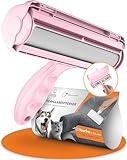 FusselMonster® [ Tierhaarentferner ] Fusselrolle für Hunde & Katzen entwickelt für effektive Reinigung von Sofa, Teppich, Auto I Wiederverwendbarer Katzenhaarentferner I Fusselrolle Tierhaare (Pink)