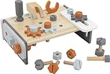 Mainely Tryco Holz-Werkbank für Kinder – Personalisierbar mit Namensdruck – Spiel-Werkzeugbank mit Zubehör, Motorikspielzeug ab 3 Jahren, Lernspielzeug & Geschenk für kleine Handwerker