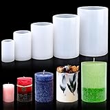 Silikon-kerzenformen Kerzen Gießform, 5 Stück Kerzenformen Zum Gießen Silikon Set, Zylinder Kerzenform, Zylinderförmig Kerzenform, Gießform Kerzen, Kerzenherstellung Mold für Duftkerzen, Seifen