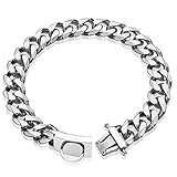 YOTHIWAD Hundehalsband aus Metall mit Sicherer Schnalle,Ketten Halsband Hund, Kubanische Gliederkette, Edelstahl Starke Schwerlast kaubeständig Gehtrainingshalsband für Hunde（50cm）