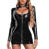 Fulidngzg Dessous Damen Sexy Reizwäsche Latex Unten Offen Erotisch Lingerie Dessous Curvy Pyjama Body Spitze Babydoll Reizwäsche Große Größe Sexy Wetlook Nachtkleid Nachtwäsche Negligee