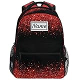 Tagesrucksack Benutzerdefinierte Rote Glitter Grenze Auf Schwarz Personalisiert Mit Namen Rucksack Classic Schule Rucksack Casual Schultaschen Für Arbeitsreise Teenageralter Hochschule