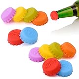 Vicloon Flaschenverschluss Bunt, 12 Stücke Flaschen Deckel Verschluss, Wiederverwendbare Silikon Kronkorken, 6 Farben, Siegel Flaschen Verschluss für Bier, Glasflaschen