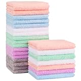 Orighty Baby Waschlappen 24 Stück, Mikrofaser-Korallenfleece, superweiche und saugfähige Handtücher, geeignet für Neugeborene und Kleinkinder, sanft zu empfindlicher Gesichtshaut,17,8 x 22,9 cm