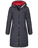 Geographical Norway Damen Winter Jacke Stepp Mantel Parka Lange Steppjacke Winterparka, Farbe:Navy, Größe:XXL 44