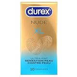 Durex Nude XL – 10 Kondome für Herren, ultradünn und extra breit – Nennbreite 60 mm