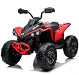 FINOOS Kinder-Elektroquad 24V, Can-am Renegade Kinder-Elektroauto 24V, LED-Leuchten, 24V, 4 x 200W-Motoren, Batterie: 24V 7Ah, weiche Eva-Räder (Rot)