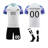 Personalisierte Fußballtrikots für Männer, Frauen, Kinder, Erwachsene, individueller Fußball-Trainingsanzug mit Namensnummer-Logo, 5-weiß, 26