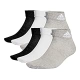 adidas Unisex Thin and Light Sportswear Ankle Socks 6 Pairs, Medium Grey Heather/White/Black, 6.5-8