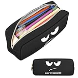 FINPAC Federmäppchen Mäppchen - Große Kapazität Federtasche Stiftetasche Schlamperbox Bleistiftbeutel Schulmäppchen für Schule Büro, Don't Touch Schwarz