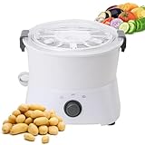 AXGCAA Elektrische Kartoffelschälmaschine, automatischer Schäler mit EIN-Knopf-Steuerung, 2 Geschwindigkeitsregler, 1 Minute Schälzeit, vielseitiger Gemüsetrockner mit sichtbarer Abdeckung