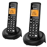 Alcatel E260 S.Voice Duo – Schnurloses DECT-Telefon mit Anrufbeantworter mit 2 Mobilteilen: kompaktes Design, großes Display mit Hintergrundbeleuchtung, Freisprechfunktion, Blockierung unerwünschter