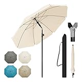 WOLTU Sonnenschirm φ 155 cm, Balkonschirm Strandschirm UV-beständig wasserdicht, höhenverstellbar, 45° knickbar, Sonnenschutz Balkon Terrasse Strand Garten, rund, Beige