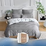 Samthus Bettwäsche 155x220 Baumwolle Satin Wendebettwäsche - Oeko-Tex Made In Green - Himmlisch weicher Schlaf - Bettwäsche Set mit 1x Bettbezug 155x220 + 1x Kissenbezug 80x80 - Hellgrau/Grau