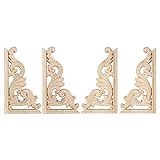 EXCEART 4 Stück Holz Geschnitzte Applikation Rahmen Europäischen Stil Holz Ecke Onlay Schranktür Möbel Dekoration für zu Hause Schlafzimmer Wohnzimmer