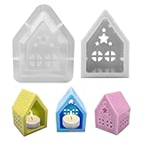 Silikonformen Gießformen Weihnachten Tannenbaum Häuser, Weihnachtsbaum Silikonform Weihnachten Silikonform Haus Silikonform Kerzenhalter Teelichthalter Giessformen Silikon Gießform Weihnachten (B)