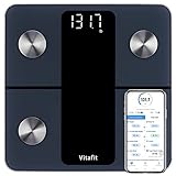 Vitafit Personenwaage Körperfettwaage mit APP 180kg, Professionelle Fabrik SEIT 2001, Waage Personen mit Bluetooth, Körperwaage Körperanalysewaage für Körperfett, BMI, Muskelmasse, Schwarz