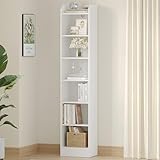Hzuaneri Bücherregal, 7-stöckiges Standregale, Aufbewahrungsregal, Regal für Sammlerstücke, Verstellbare Paneele, für Wohnzimmer, Büro, 24 x 30 x 198 cm Weiß BC07913X