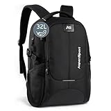 AspenSport Rucksack 32L schwarz I stabiler Tagesrucksack I wasserabweisender Rucksack mit Kabeldurchführung I verstellbarer Backpack I ergonomischer Allround-Rucksack für Damen & Herren