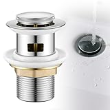 Ablaufgarnitur Waschbecken, Ablaufgarnitur mit Überlauf Universal Ablaufventil Chrome Abfluss Waschbecken Abflussgarnitur Pop Up Ablaufgarnitur für Waschbecken & Waschtisch