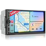 DAB+ Autoradio Android Doppel Din Radio mit Wireless Carplay Wireless Android Auto mit Bildschirm, 4 Core 4G+64G 7 Zoll Car Play Auto Radio 2Din Touch Display mit Navi, Bluetooth, GPS, WiFi, AM/FM/RDS