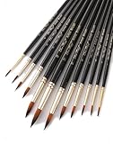 SanKristo Rund Pinsel Acrylfarbe Set, 12 Stück Premium Nylon Pinsel Malen, Feine Detail Rundpinsel, Pinselset Acrylfarben, Aquarellpinsel, Ölfarben Malerei Brush, für Künstler, Kinder und Erwachsene
