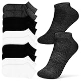 MAGICLULU 9 Paare Herren Sportsocken Kurz Baumwolle Atmungsaktiv Elastisch Sneaker Socken Laufsocken Unisex Knöchelhoch Schwarz Weiß Dunkelgrau
