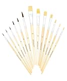 K3T Pinsel-Set 13-teilig (Naturhaarpinsel Größen 1, 2, 3, 4, 6 und 10 - Naturborstenpinsel Größen 2, 4, 6, 8, 10, 12 und 14), Schaft naturbelassen, Art.Nr. 49033