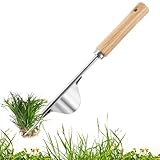 Manueller Unkrautstecher Edelstahl,Unkrautjäter Garten Hand Weeder Unkrautabzieher Handjäter Wurzeljäter mit Holzgriff,Manueller Weeder zum Graben Jäten Lösen Geschenk für Gärtner Gärtnerinnen