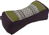 GURU SHOP Nackenkissen, Nackenstütze Thaikissen Kapok - Schwarz/grün/grau, 11x14x32 cm, Nackenkissen im Thai-Stil