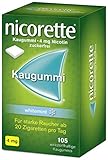 NICORETTE Kaugummi 4mg whitemint – Nikotinkaugummi zur Raucherentwöhnung – Zahnweißeffekt – Minzgeschmack – 4mg Nikotin – 105 St.