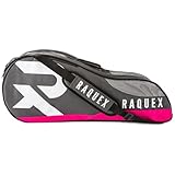 Raquex Schlägertasche für Tennis-, Badminton- und Squashschläger. Tennistasche für bis zu 6 Schläger + Zubehör + Sportschuhe