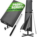 Kingsleeve® Sonnenschirm Abdeckung bis Ø 350 cm mit Stab Winterfest Wetterfest Robust Reißfest Groß Wasserabweisend Schutzhülle Plane Abdeckplane Grau