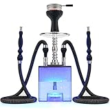 Shisha Set mit Allem - Kitosun Cube Moderne Hookah mit Vulcan HMD Silikon Phunnel Kopf Seidenpfeife Kohle Zangen Remote LED Licht für große Rauchen | Einfache Reinigung Einfache Einatmung 2-Schläuche
