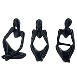 PIGPIGFLY DREI Leute Deko Figuren,Deko Wohnzimmer,Home Store Dekoration, Modern Abstract Kunst Skulpturen Deko, Bürodekorationen,Polyresin, Geschenk(Schwarz)