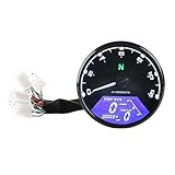 Akozon Universal Motorcycle LED Digitaler Tachometer-Tachometermessgerät, 0-12000 U/Min, ABS Aluminiumgehäuse, DC12V