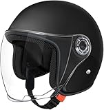 Jethelm Mit Visier, Mopedhelm Motorradhelm Scooter Helm Atmungsaktiv Mopedhelm Für Herren Damen Skateboard Helm Reithelme Motorradhelm Mit Offenem Gesicht Sonnenschutzhelme (Schwarz)