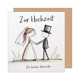 Edition Seidel Premium quadratische Glückwunschkarte zur Hochzeit mit Umschlag. Hochzeitskarte Grußkarte Karte für Mann & Frau Brautpaar Spruch die besten Wünsche (HQ161 SW025)