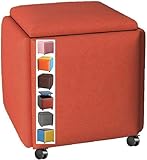 Stapelbarer Ottoman-Fußhocker Stuhl, 5-in-1 gepolsterter Sitzwürfel mit Rollen, vielseitige Fußstütze und Schuhbank