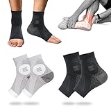Hebterrka 2 Paar Verbesserte Neuropathie Socken,Plantarfasziitis Linderung, KnöChel Kompressionsmanschette Beruhigende Kompressionssocken, Schwarz Grau，Xl